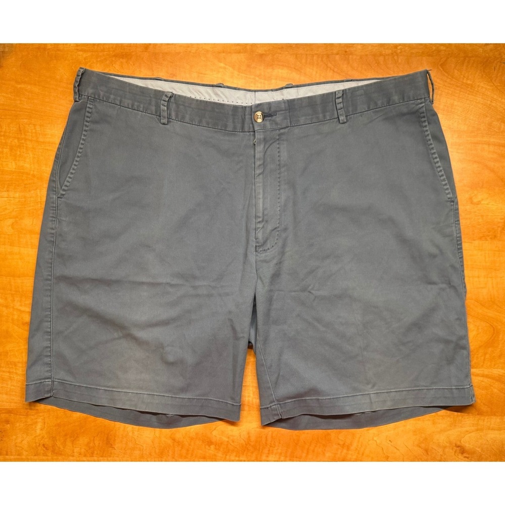 Peter Millar Mens 42 Chino Shorts Slate Blue Grey Pima Cotton Stretch Flat Front